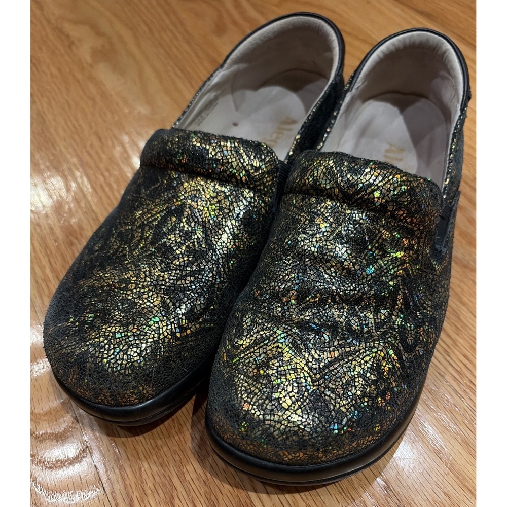 Alegria Keli Pro KEL-676W Womens Black Gold Clogs‎ Shoes 37 (7-7.5)
